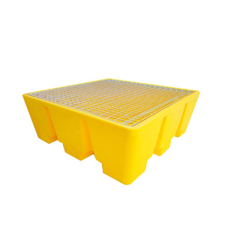 Bac de rétention pour 4 fûts - 475L - PEHD - caillebotis acier - Plast'Up Rotomoulage - fabrication française_0