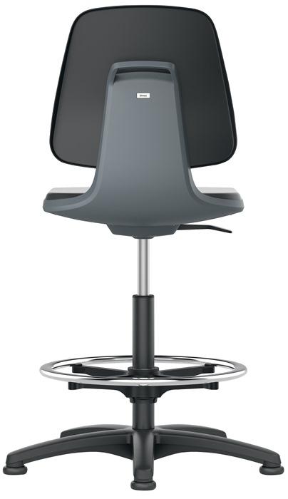Chaise atelier pivotante Labsit patins + anneau de pied coque de siège anthracite mousse intégr. Noir 520-770 mm BIMOS_0