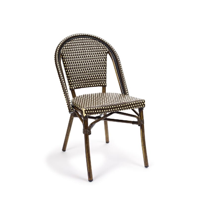 Chaise de terrasse paris - tressage marron et crème_0