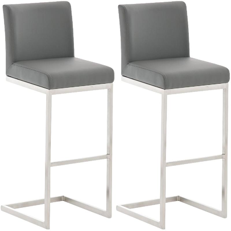 CLP Ensemble de 2 tabourets de bar Paros en similicuir Gris - gris polyester 317284_0