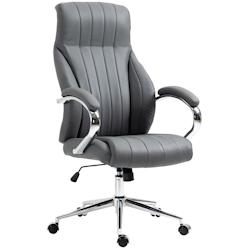 CLP Fauteuil de bureau Wigan en vèritable cuir ajustable et pivotant Gris - gris cuir 314912_0