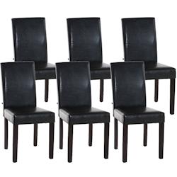 CLP Lot de 6 Chaises de salle à manger Ina similicuir avec pieds en Bois Marron/Marron foncé - marron polyester 181063803_0