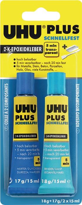 Colle époxy bi-composant PLUS SCHNELLFEST 35 g incolore tube UHU_0