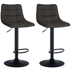 Décoshop26 - Lot de 2 tabourets de bar en tissu gris foncé base métal noir réglable en hauteur et repose-pieds TDB10616 - gris 3002467632692_0