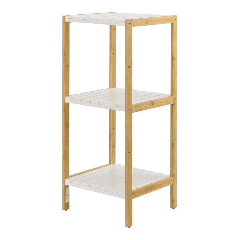 Helloshop26 - Étagère de rangement bambou 33 x 34 x 80 cm naturel blanc 03_0006977 - 3001855282723_0