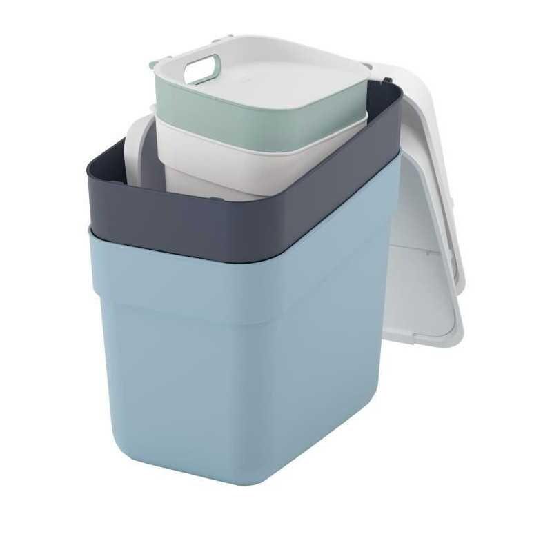 Lot de 4 poubelles Ready to Collect plastique rigide blanc vert bleu gris 5 L 10 L 2x20 L CURVER - multicolore plastique CUR3253924831725_0