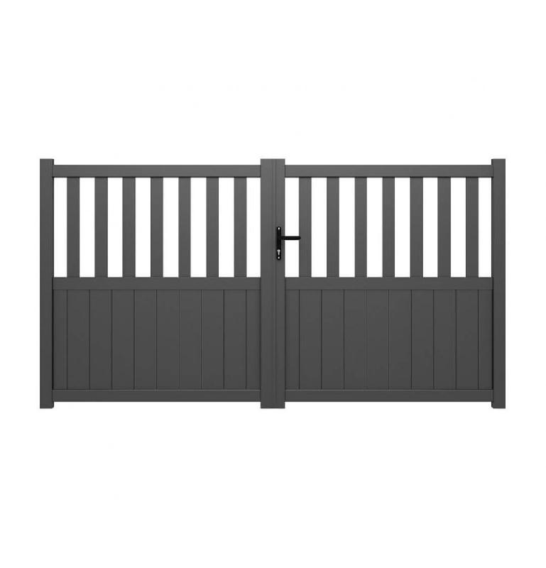 Portail aluminium Valence - battant ou coulissant - gris anthracite RAL 7016 - portval300160g_0