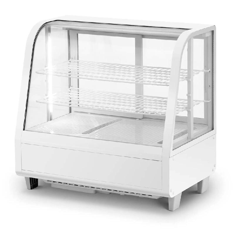 Romux® Vitrine Réfrigérée 2 Étagères avec 2 Portes Coulissantes Blanche 100 litres Ventilée | Vitrine à Poser en verre bombé - 8436604198768_0
