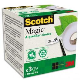 SCOTCH BOITE DE 3 RUBANS SCOTCH MAGIC BAGUE CARTON RECYCLÉ, 19MMX33M