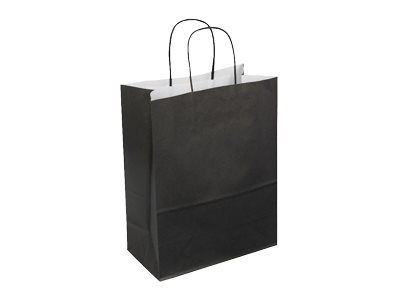 Skf35no - 50 sacs cadeau kraft - poignées torsadées - noir - 35 cm x 14 cm x 40 cm_0