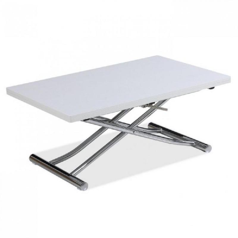 TABLE BASSE RELEVABLE EXTENSIBLE TRENDY MÉLAMINÉ CHÊNE BLANC/PIED CHROMÉ 110 X 70/140 CM_0