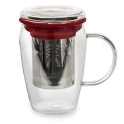 TABLE PASSION mug infuseur 43 cl en borosilicate décor rouge - Table Passion Rond Verre - 3106233150042_0