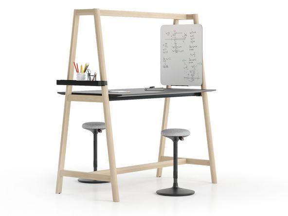 Table haute multifonctions pieds bois plateau Fenix Carbone Wood_0
