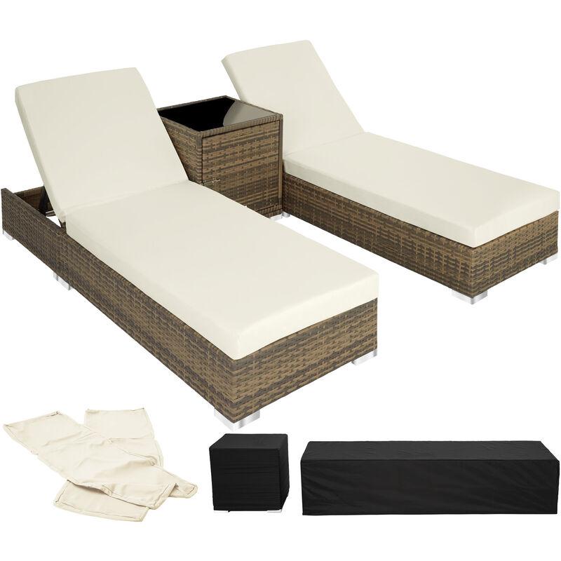 Tectake Lot De 2 Matelas De Plage Pliable Avec Dossier Réglable - Chaise Longue Portable Pour Camping Et Voyage