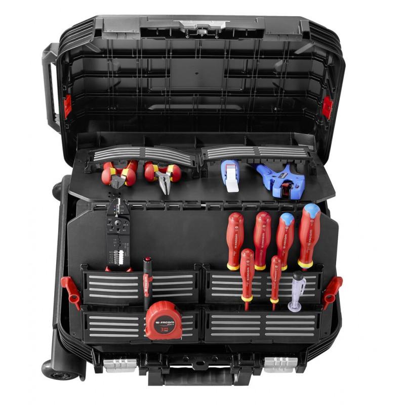 Valise de maintenance à roulettes + sélection électricien de 14 pcs - FACOM FRANCE | BV.R30CM2PB_0