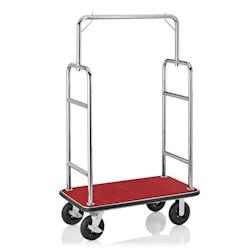 WAS Germany - Chariot à bagages, 113 x 62 x 183 cm, couleur argent, tapis rouge, acier inoxydable (4425001) - rouge inox 4425 001_0