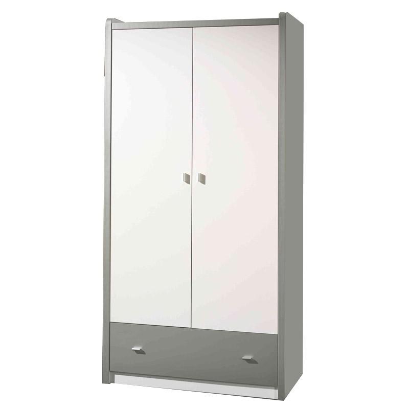 Armoire 2 portes Bonny 202 cm gris - Paris Prix - Bois - Dimensions L.96,5 x l.60 x H.202 cm_0