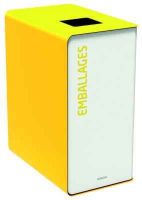 Borne de tri sélectif 65l sans serrureure - cubatri - blanc / jaune colza - emballages - ouverture 170x170mm_0
