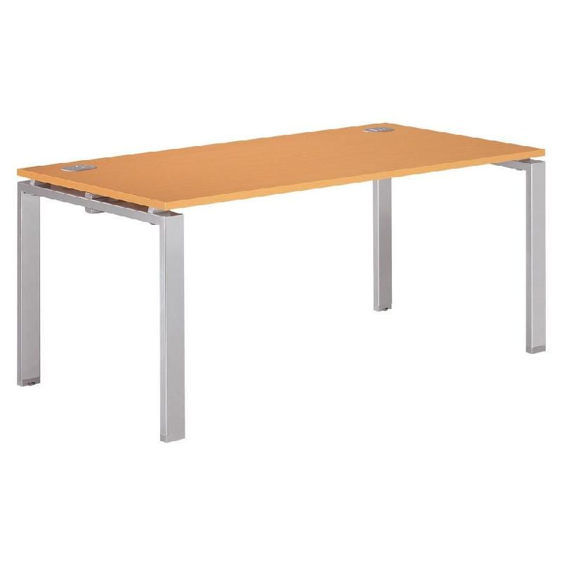 BUREAU DROIT E-LINK - L. 160 X P. 80 CM - PLATEAU HÊTRE - 4 PIEDS ALUMINIUM