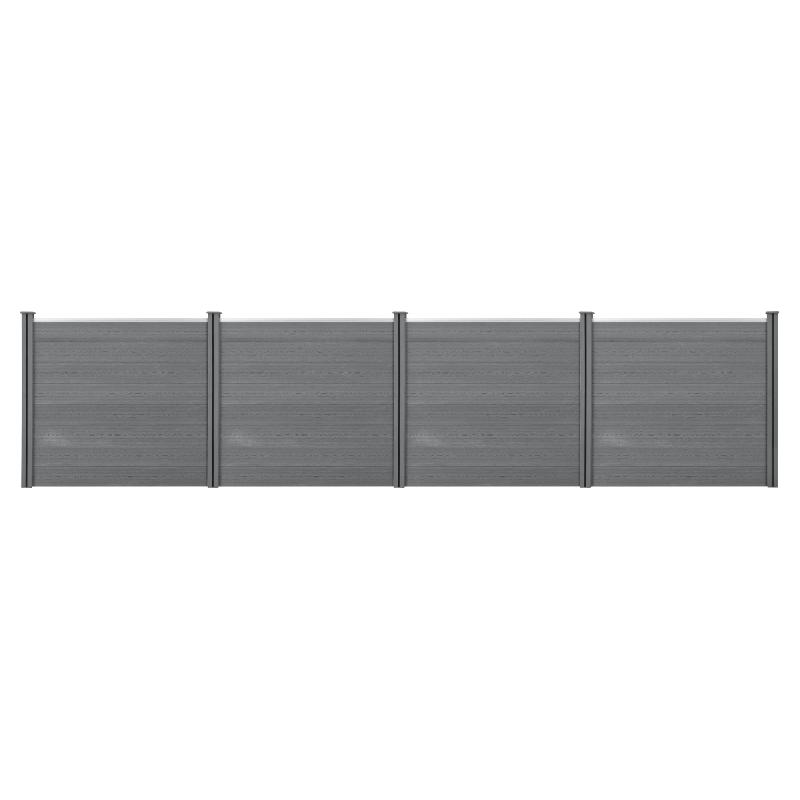Clôtures de jardin brise-vue - 6 poteaux - planches bois composite WPC gris - 165 x 618 cm - 03_0006582_0