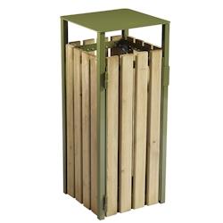 Corbeille Exterieure Eden Bois 110L Vert Olive Sans Cendrier - 57876 - Rossignol - vert 57876_0