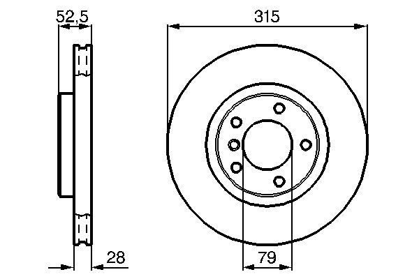 Disque de frein Bosch 0986478762 - ventilé à l'intérieur - 5 trous - épaisseur 28 mm - côté avant_0