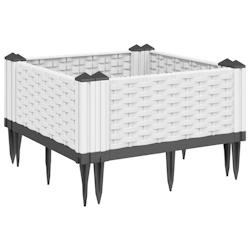 Helloshop26 - Jardinière bac lit surélevé plantes fleurs terrasse jardin avec piquets 42,5 x 42,5 x 28,5 cm PP blanc 02_0038197 - 3000214126197_0