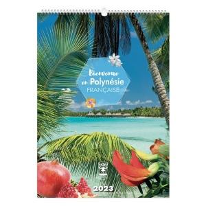 Illustre bienvenue en polynesie francaise 2023- 13 feuillets - xxl 300x420mm - marquage 1 couleur - page de garde repiquee référence: ix362599_0