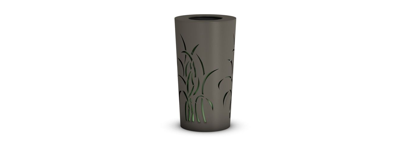 La corbeille Grass Conic - Poubelle publique The Italian Lab - Diam. base 370 mm, top diam. 450 mm, H 810 mm, capacité 80 L, poids 23,9 kg_0