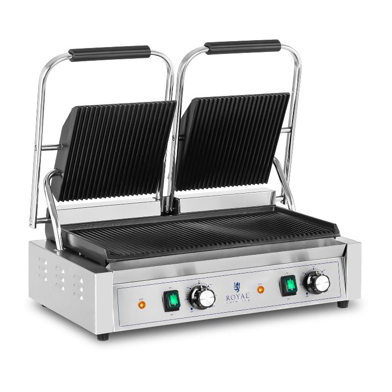 MACHINE À PANINI GRILL DOUBLE 3 600 WATTS RAINURÉE APPAREIL DE CUISSON PROFESSIONNEL ACIER INOXYDABLE 14_0004004_0