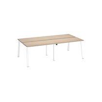 Pôle de 4 bureaux droits chêne clair L 120 x P 60 cm, piétement métal blanc - Arch_0