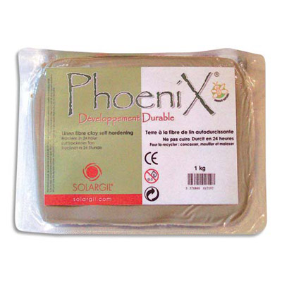 PAIN DE 1KG TERRE A MODELER VEGETALE PHOENIX, SPECIAL ENFANT, RECYCLABLE, DEVELOPPEMENT DURABLE