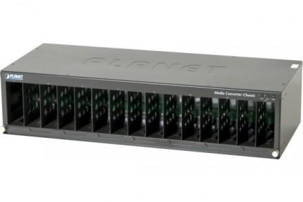 Châssis 19'' PLANET MC-1500 - 15 slots pour convertisseurs média - Double ventilation arrière_0