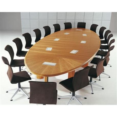 Table de réunion elliptique 16 places - Finition bois - Référence CB03 - Fabricant MACE_0