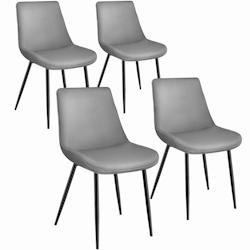 Tectake Lot de 4 chaises Rembourrées aspect velours assise Ergonomique gris - 404933 - gris polyester 404933_0