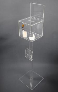 Urne plexi acrylique sur pied transparent + porte-visuel_0