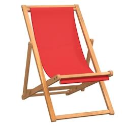 VidaXL Chaise De Plage Pliable Bois De Teck Solide Rouge - rouge 47417_0