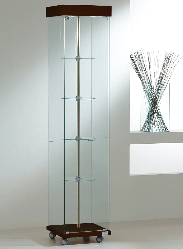 Vitrine d'exposition à tablettes tournantes 4/18GVA - verre trempé - couleur wengé_0