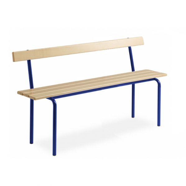 Banc vestiaire avec dossier - pieds - 1600 mm - Epoxy Bleu - 6 coloris disponibles - Marque Rolléco_0
