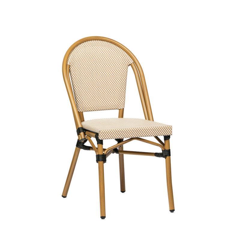 Chaise de terrasse economique, design et légère - lazare  textilène beige et blanc_0