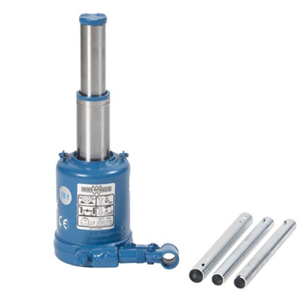 Cric bouteille extra-bas WEBER-HYDRAULIK® 10 tonnes - Vérin télescopique à 2 étages - Réf : 11579035_0