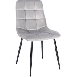 Décoshop26 - Chaise de salle à manger x1 coutures décoratives carrées en tissu velours gris et métal noir 10_0002131 - gris 3000250853989_0
