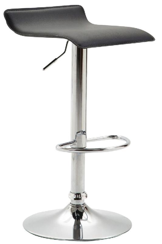 Décoshop26 - Tabouret de bar x1 design minimaliste hauteur réglable repose-pieds en PVC noir et métal chromé 10_0006038 - noir métal 3000265354372_0