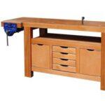 Établi bois de menuisier professionnel - longueur 2 m - caisson avec 4 tiroirs et 2 portes - presses avant et arrière - 11582476_0