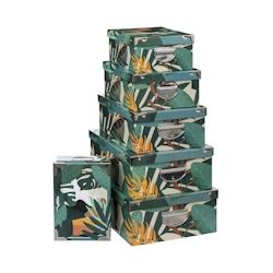 FIVE Lot de 6 Boîtes de rangement avec poignées et coins en métal déco Tropic - multicolore 3560232606649_0