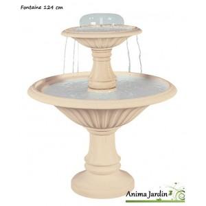 Fontaine cascade en pierre reconstituée - 2 vasques - H 124 cm - Grandon 090909 avec pompe_0