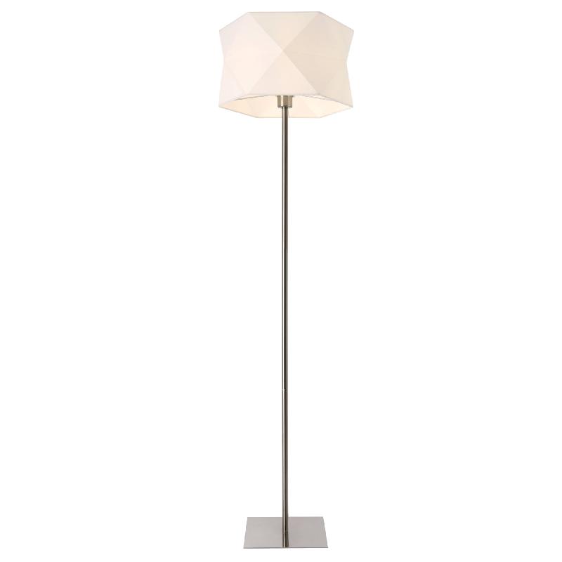 Lampadaire lampe à pied métal toile chrome 152 cm blanc 03_0002440