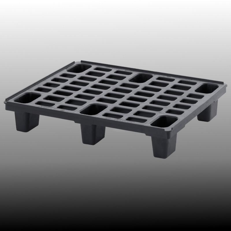 Palette plastique légère avec 6 plots et bords de Sécurité - 800x600x130 mm - 44ple0806_0