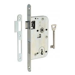 Serrure encastrable à clé pour porte de chambre, axe 50mm, bouts ronds, zingué, 1 clé - THIRARD - gris 3150260112023_0