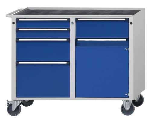 Servante mobile monobloc L1090xP620xH930mm à 5 tiroirs et 1 porte - fabrication allemande - Référence KV311-460.202_0